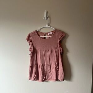 Women's Pink Ruffle Sleeve Top